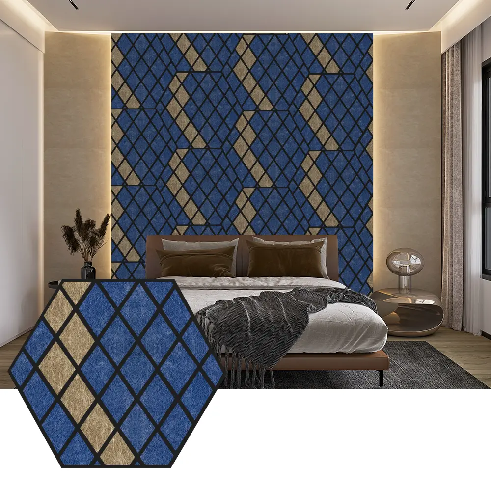 Hexagon PET akustične plošče za sodoben dizajn sten